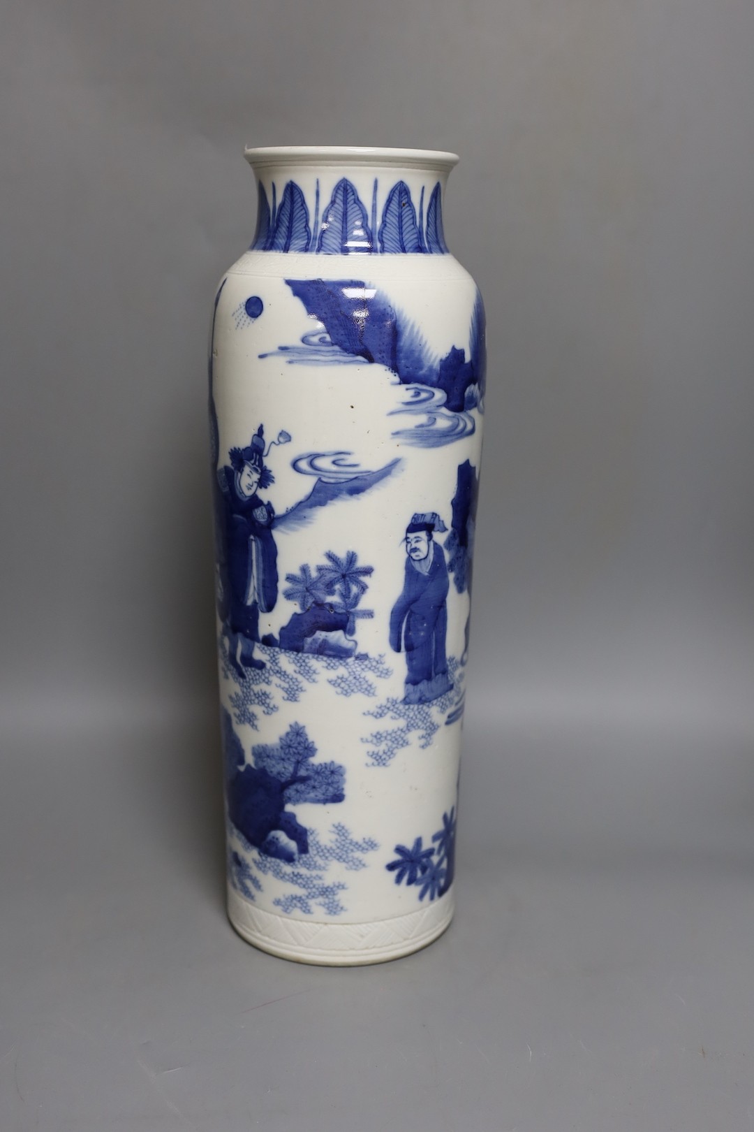 A tall Chinese blue and white sleeve vase 39cm